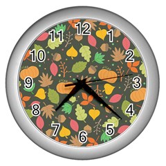 Thanksgiving pattern Wall Clock (Silver)