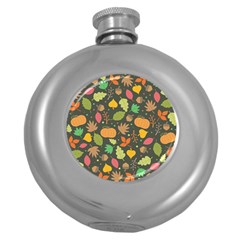 Thanksgiving pattern Round Hip Flask (5 oz)