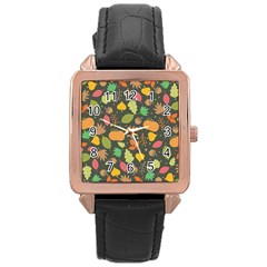 Thanksgiving pattern Rose Gold Leather Watch 