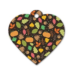 Thanksgiving Pattern Dog Tag Heart (two Sides) by Valentinaart