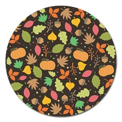 Thanksgiving Pattern Magnet 5  (round) by Valentinaart