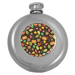 Thanksgiving Pattern Round Hip Flask (5 Oz) by Valentinaart