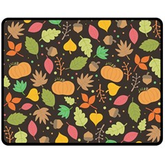 Thanksgiving Pattern Double Sided Fleece Blanket (medium)  by Valentinaart