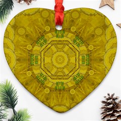 Sunshine Feathers And Fauna Ornate Heart Ornament (two Sides) by pepitasart