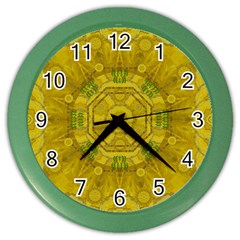 Sunshine Feathers And Fauna Ornate Color Wall Clock by pepitasart