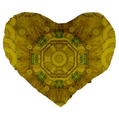 Sunshine Feathers And Fauna Ornate Large 19  Premium Heart Shape Cushions by pepitasart