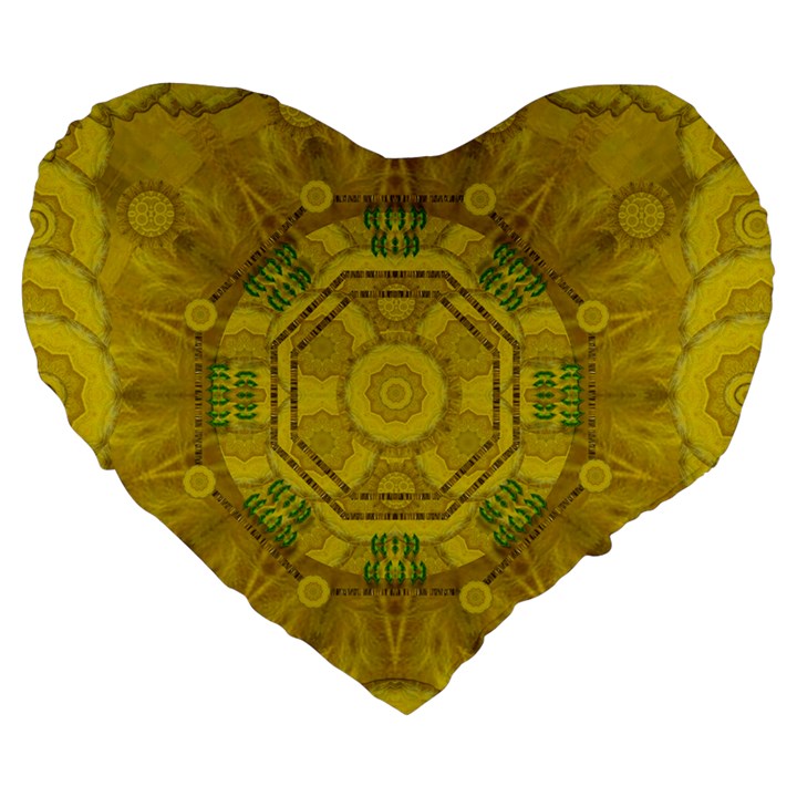 Sunshine Feathers And Fauna Ornate Large 19  Premium Heart Shape Cushions