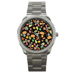 Thanksgiving Pattern Sport Metal Watch by Valentinaart