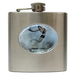 Wonderful  Fairy, Blue Colors Hip Flask (6 Oz) by FantasyWorld7