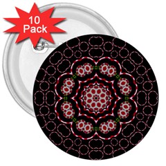 Fantasy Flowers Ornate And Polka Dots Landscape 3  Buttons (10 Pack)  by pepitasart