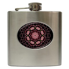 Fantasy Flowers Ornate And Polka Dots Landscape Hip Flask (6 Oz) by pepitasart