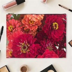 Peach And Pink Zinnias Cosmetic Bag (xl)