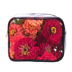 Peach And Pink Zinnias Mini Toiletries Bag (one Side) by bloomingvinedesign