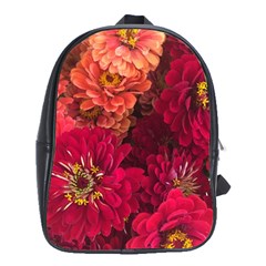 Peach And Pink Zinnias School Bag (xl)