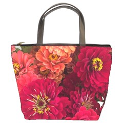 Peach And Pink Zinnias Bucket Bag