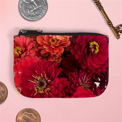 Peach And Pink Zinnias Mini Coin Purse by bloomingvinedesign