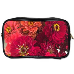 Peach And Pink Zinnias Toiletries Bag (two Sides)