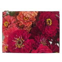 Peach And Pink Zinnias Cosmetic Bag (xxl)