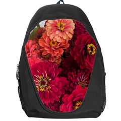 Peach And Pink Zinnias Backpack Bag by bloomingvinedesign