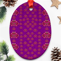 Seasonal Delight With Fantasy Flowers Ornament (oval) by pepitasart