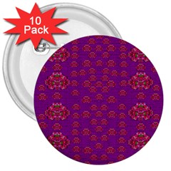 Seasonal Delight With Fantasy Flowers 3  Buttons (10 Pack)  by pepitasart