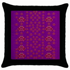 Seasonal Delight With Fantasy Flowers Throw Pillow Case (black) by pepitasart