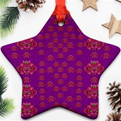 Seasonal Delight With Fantasy Flowers Star Ornament (two Sides) by pepitasart