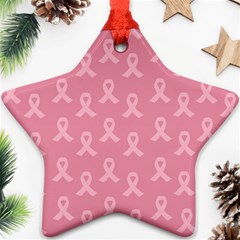 Pink Ribbon - Breast Cancer Awareness Month Ornament (star) by Valentinaart