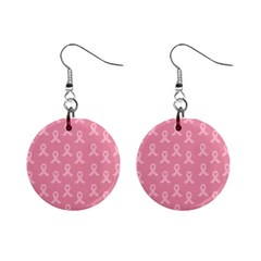 Pink Ribbon - Breast Cancer Awareness Month Mini Button Earrings by Valentinaart