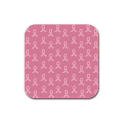 Pink Ribbon - Breast Cancer Awareness Month Rubber Square Coaster (4 Pack)  by Valentinaart