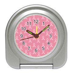 Pink Ribbon - Breast Cancer Awareness Month Travel Alarm Clock by Valentinaart