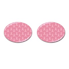 Pink Ribbon - Breast Cancer Awareness Month Cufflinks (oval) by Valentinaart