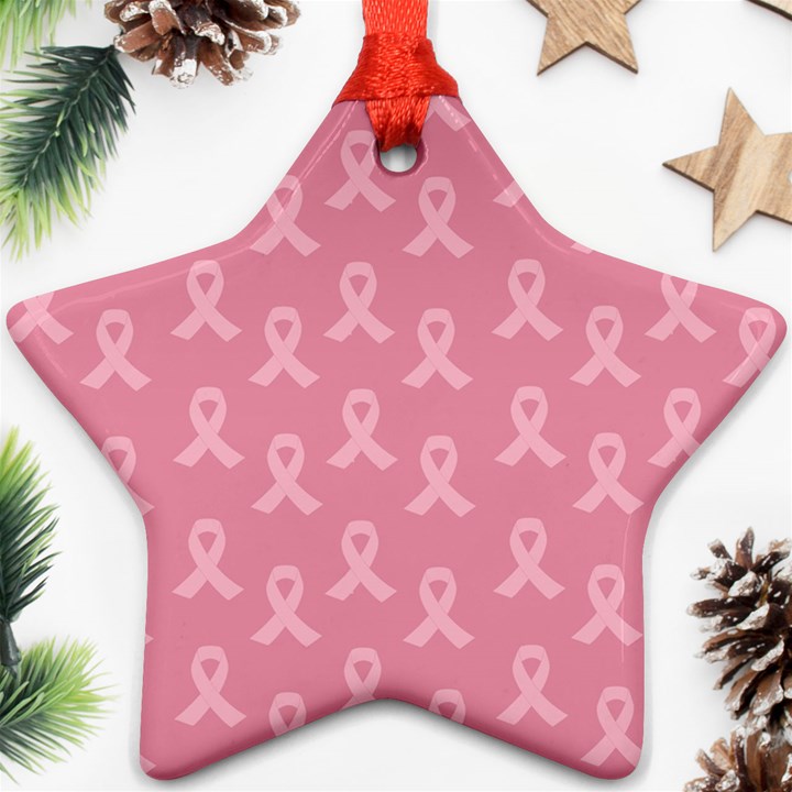 Pink Ribbon - breast cancer awareness month Star Ornament (Two Sides)