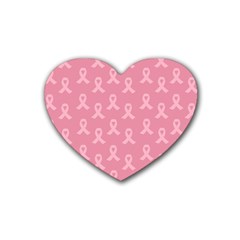 Pink Ribbon - Breast Cancer Awareness Month Rubber Coaster (heart)  by Valentinaart