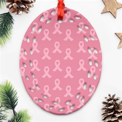 Pink Ribbon - Breast Cancer Awareness Month Ornament (oval Filigree) by Valentinaart