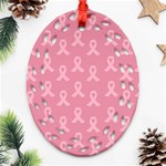 Pink Ribbon - breast cancer awareness month Ornament (Oval Filigree) Front