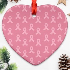 Pink Ribbon - Breast Cancer Awareness Month Ornament (heart) by Valentinaart