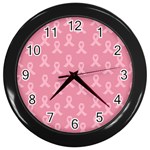 Pink Ribbon - breast cancer awareness month Wall Clock (Black) Front