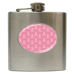 Pink Ribbon - Breast Cancer Awareness Month Hip Flask (6 Oz) by Valentinaart