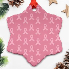 Pink Ribbon - Breast Cancer Awareness Month Snowflake Ornament (two Sides) by Valentinaart