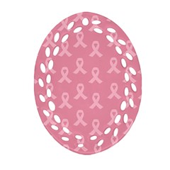 Pink Ribbon - Breast Cancer Awareness Month Oval Filigree Ornament (two Sides)