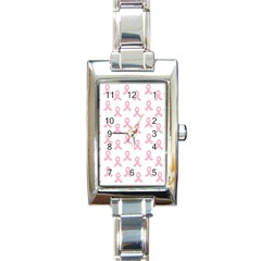 Pink Ribbon - Breast Cancer Awareness Month Rectangle Italian Charm Watch by Valentinaart