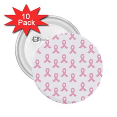 Pink Ribbon - Breast Cancer Awareness Month 2 25  Buttons (10 Pack)  by Valentinaart