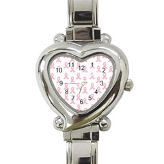 Pink Ribbon - Breast Cancer Awareness Month Heart Italian Charm Watch by Valentinaart