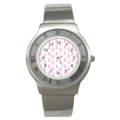 Pink Ribbon - Breast Cancer Awareness Month Stainless Steel Watch by Valentinaart