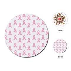 Pink Ribbon - Breast Cancer Awareness Month Playing Cards (round) by Valentinaart