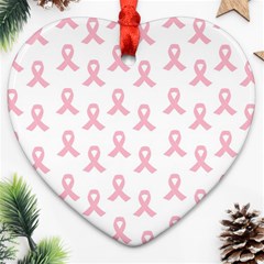 Pink Ribbon - Breast Cancer Awareness Month Heart Ornament (two Sides) by Valentinaart