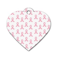 Pink Ribbon - Breast Cancer Awareness Month Dog Tag Heart (two Sides) by Valentinaart