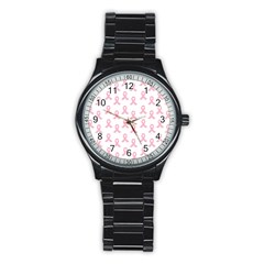 Pink Ribbon - Breast Cancer Awareness Month Stainless Steel Round Watch by Valentinaart