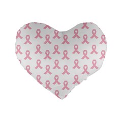 Pink Ribbon - Breast Cancer Awareness Month Standard 16  Premium Flano Heart Shape Cushions by Valentinaart